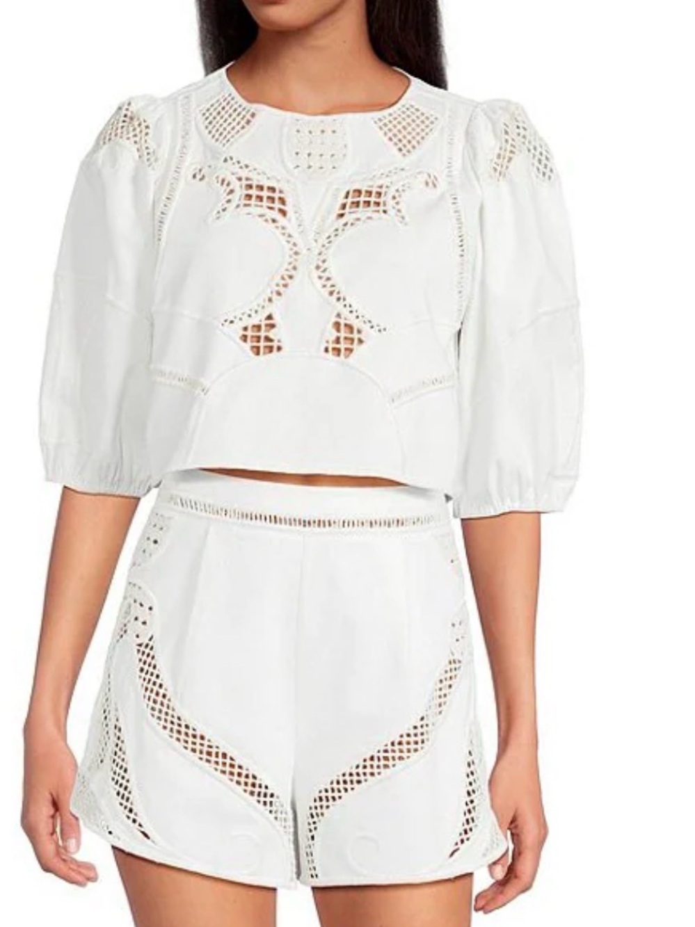 Gianni Bini White Eyelet Cropped Top
